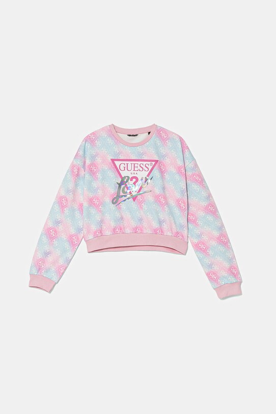 Guess bluza bawełniana dziecięca nadruk różowy J5YQ03.KA6R4.9BYA
