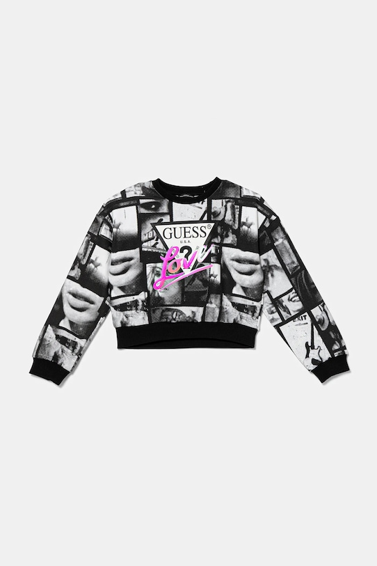 Guess bluza bawełniana dziecięca nadruk czarny J5YQ03.KA6R4.9BYA