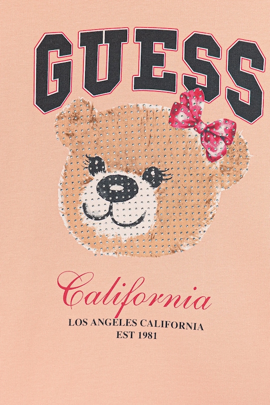 Fete Guess hanorac de bumbac pentru copii J5YQ06.KA6R4.9BYA portocaliu