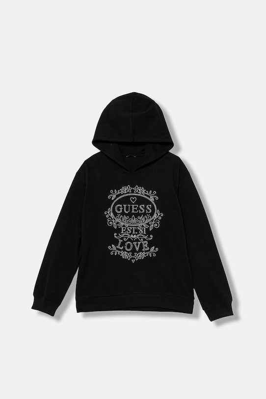 Guess hanorac de bumbac pentru copii imprimeu negru J5YQ06.KA6R4.9BYA