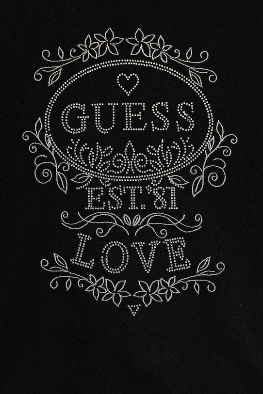 Fete Guess hanorac de bumbac pentru copii J5YQ06.KA6R4.9BYA negru
