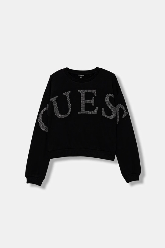 Βαμβακερή μπλούζα Guess χωρίς κουκούλα μαύρο J5YQ09.KAV34.9BYA