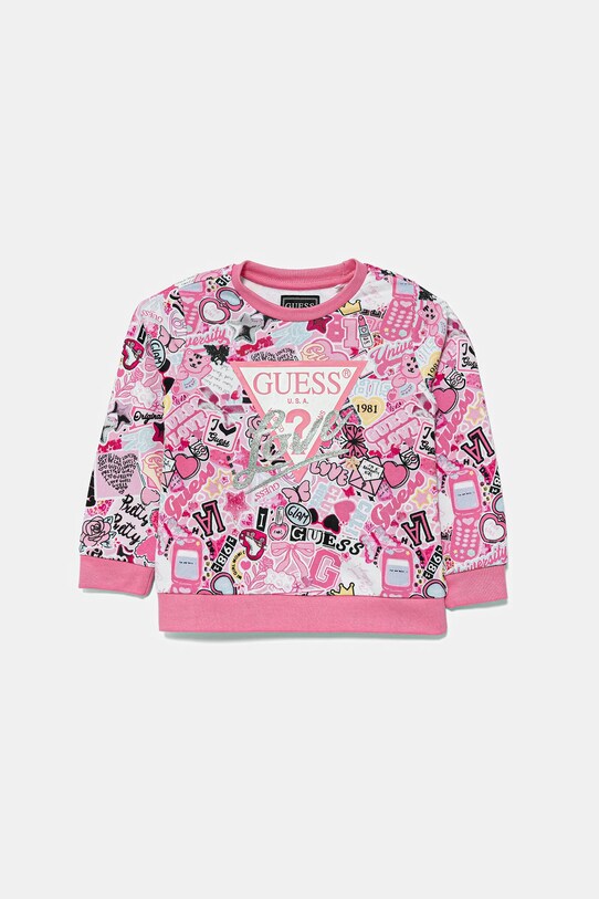Guess hanorac de bumbac pentru copii print roz K5YQ02.KA6R4.9BYA