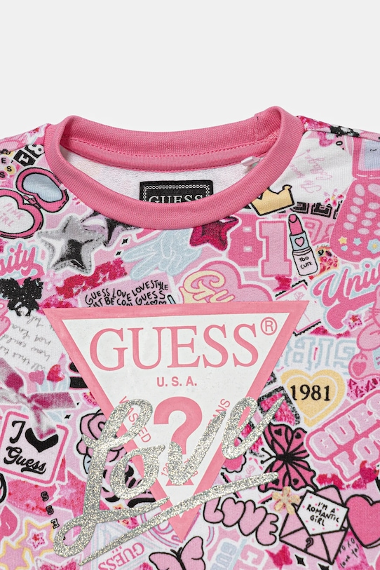 Κοριτσίστικα Παιδική βαμβακερή μπλούζα Guess K5YQ02.KA6R4.9BYA ροζ