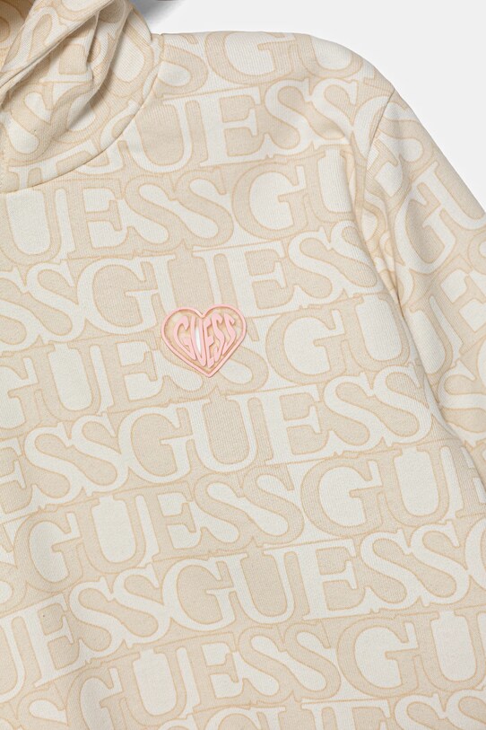 Fete Guess hanorac de bumbac pentru copii K5YQ03.KAD74.9BYA bej