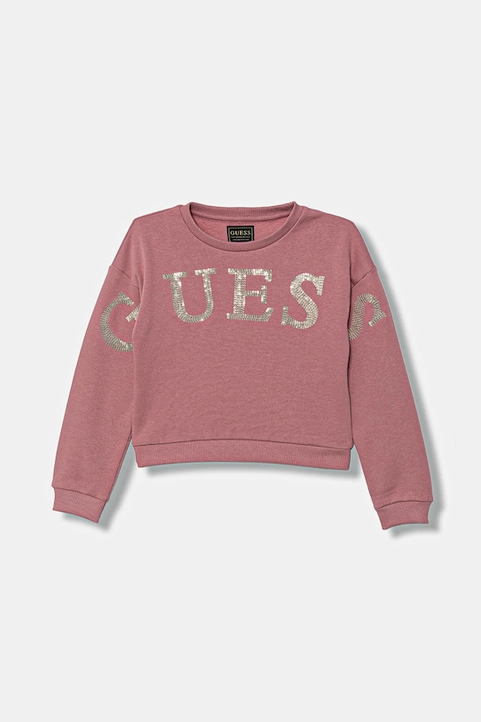 Dječja pamučna dukserica Guess natpis roza K5YQ09.KAV34.9BYA