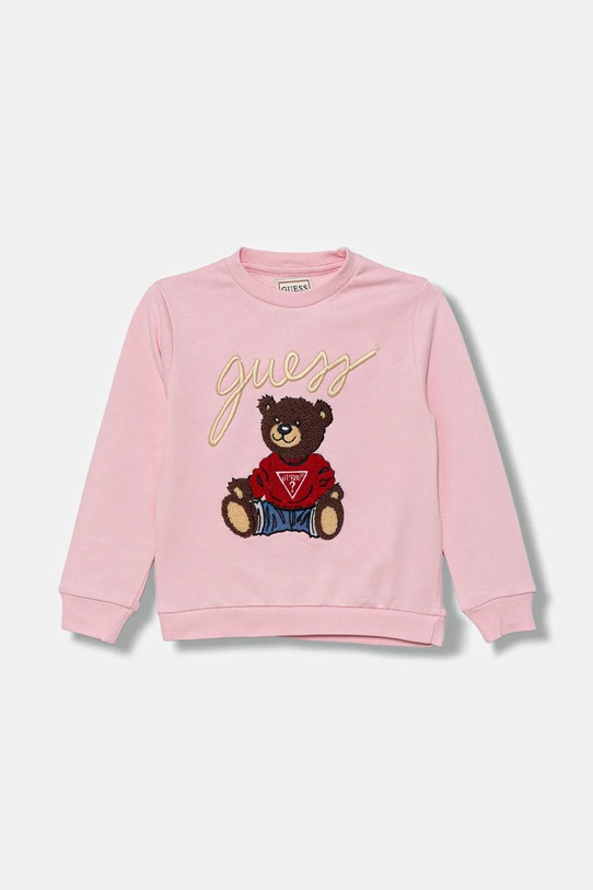 Guess bluza bawełniana dziecięca aplikacja różowy H5YT00.KAX74.G.9BYA