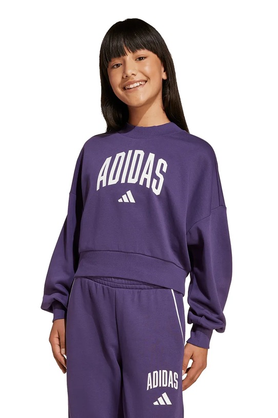 Dětská mikina adidas bez kapuce fialová JV7379