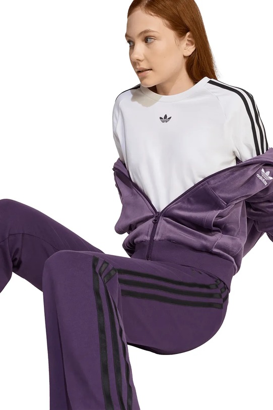 Παιδικό βελούδινο φούτερ adidas Originals μωβ JX2847