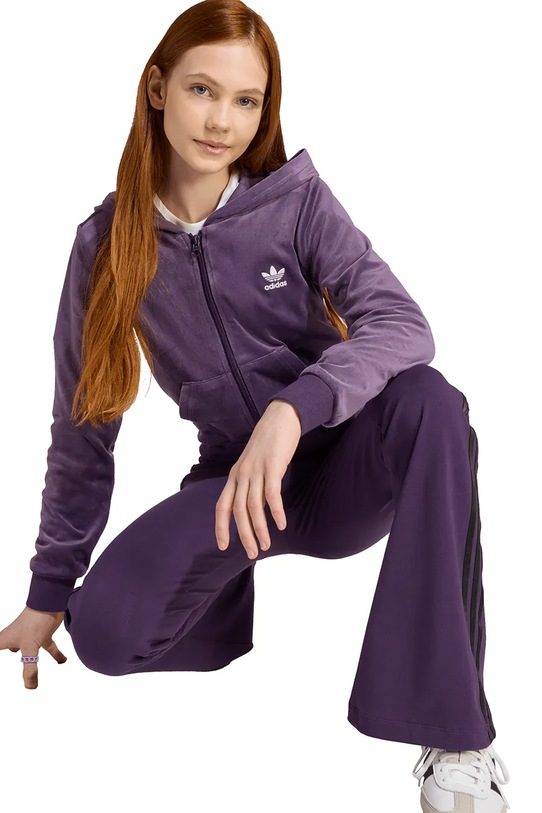 Παιδικό βελούδινο φούτερ adidas Originals JX2847 μωβ