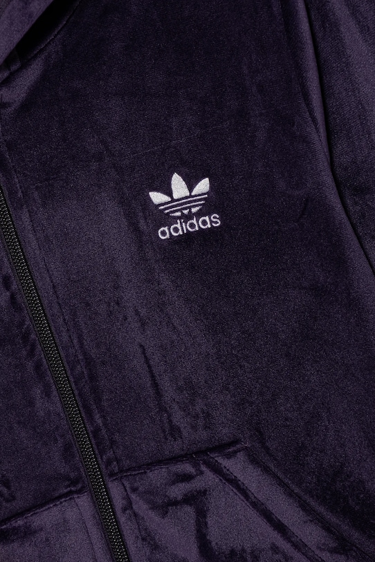 Detská velúrová mikina adidas Originals fialová JX2847