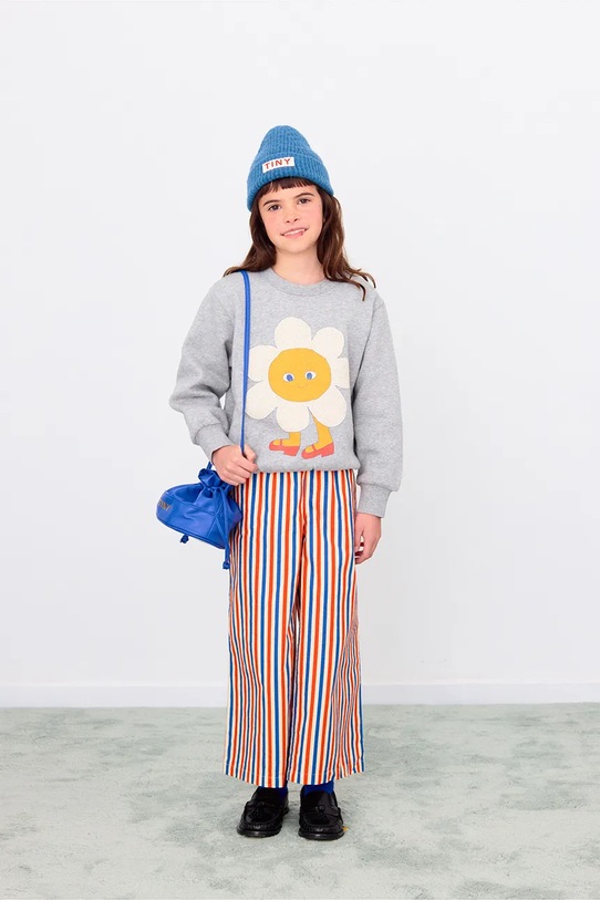Tinycottons bluza bawełniana dziecięca FLOWER GRAPHIC SWEATSHIRT szary AW25.287
