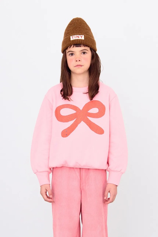 Tinycottons bluza bawełniana dziecięca WORM GRAPHIC SWEATSHIRT nadruk różowy AW25.293