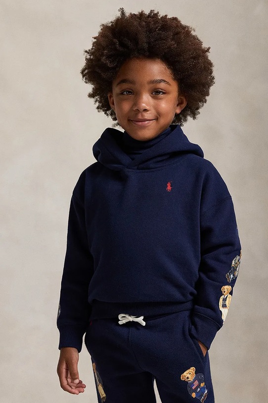 Polo Ralph Lauren bluza dziecięca z dodatkiem bawełny z kapturem granatowy 312979043001