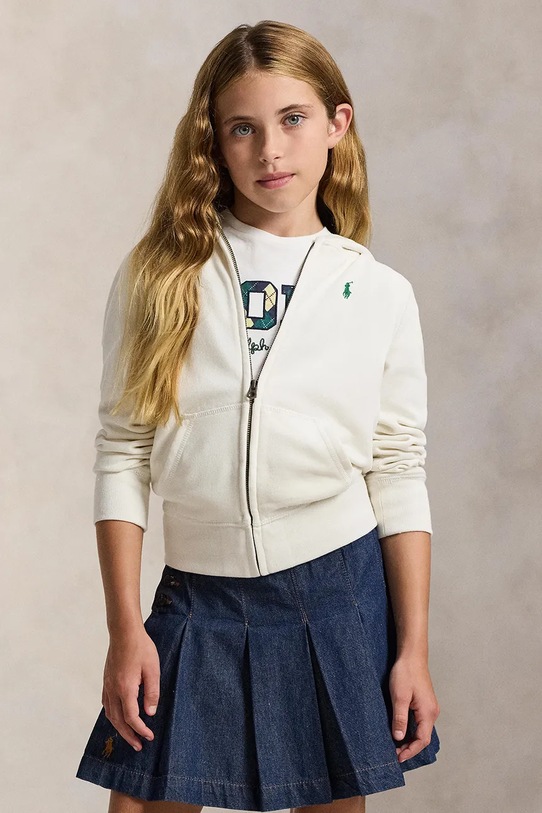 Dětská mikina Polo Ralph Lauren s kapucí bílá 313833560048