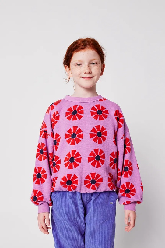 Дитяча бавовняна кофта Bobo Choses Kaleidoscope 225AC038 фіолетовий