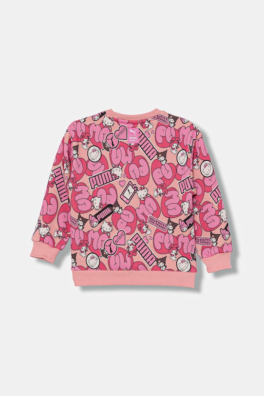 Puma felpa per bambini PUMA X HELLO KITTY & FRIENDS Relaxed AOP Crew FL 632392 rosa AW25