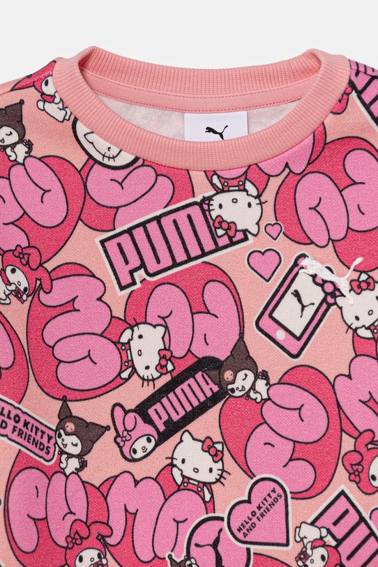DÍVKA Dětská mikina Puma PUMA X HELLO KITTY & FRIENDS Relaxed AOP Crew FL 632392 růžová