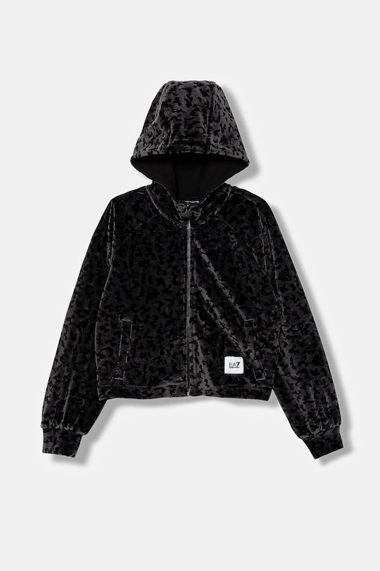 Dětská mikina EA7 Emporio Armani s kapucí šedá 7G000115.AF15937