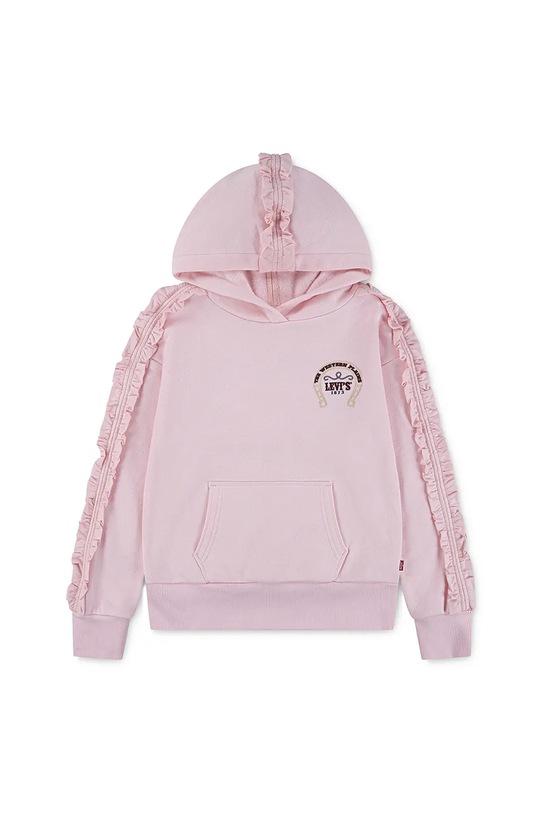 Παιδική μπλούζα Levi's PULLOVER HOODIE WITH RUFFL απλικέ ροζ 3EN426