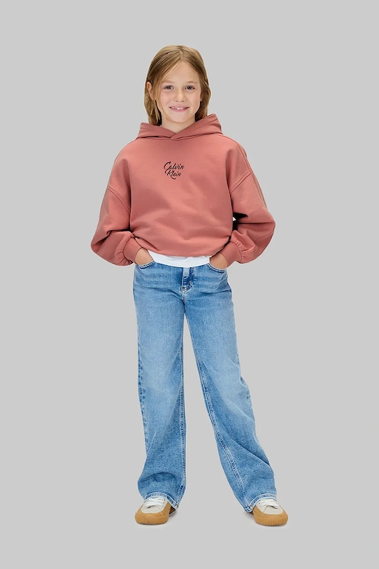 Detská bavlnená mikina Calvin Klein Jeans ružová IG0IG03016.116.9BYA