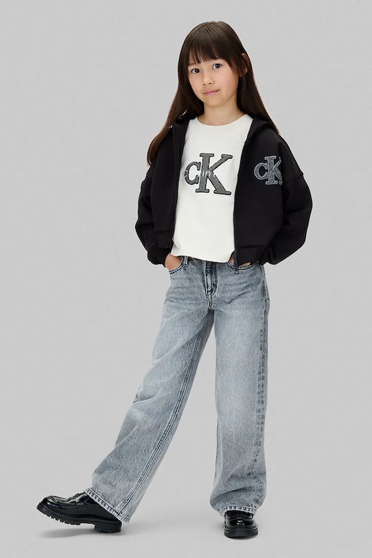 Παιδική βαμβακερή μπλούζα Calvin Klein Jeans μαύρο IG0IG03017.128.170.9BYA