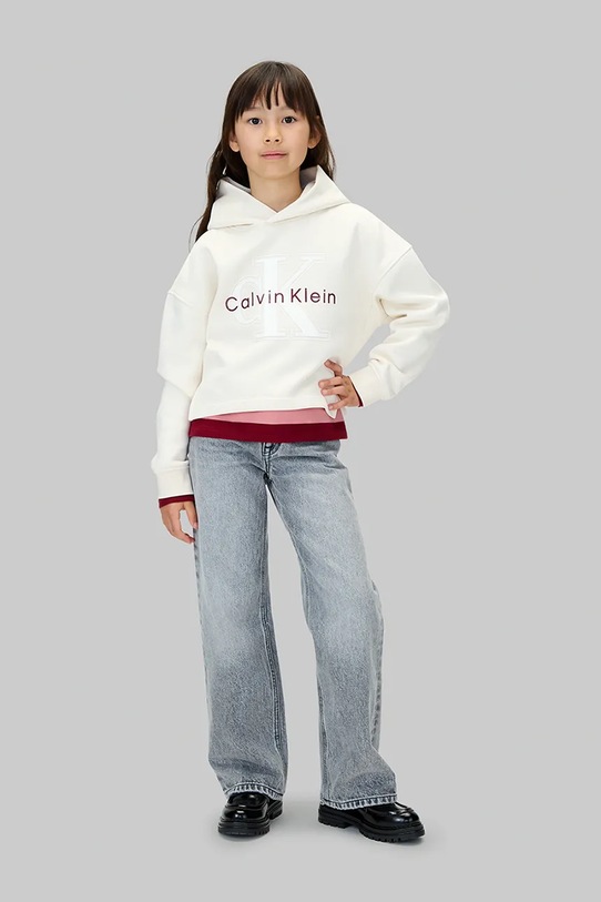 Дівчинка Дитяча кофта з бавовною Calvin Klein Jeans IG0IG03018.9BYA бежевий