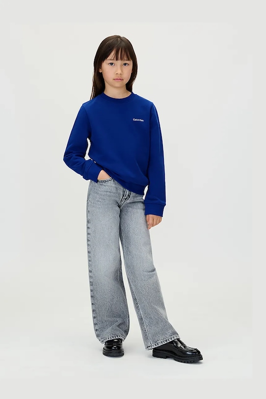 Dziewczynka Calvin Klein Jeans bluza bawełniana dziecięca IU0IU00686.9BYA niebieski