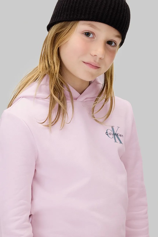 Dziewczynka Calvin Klein Jeans bluza bawełniana dziecięca IU0IU00712.9BYA różowy