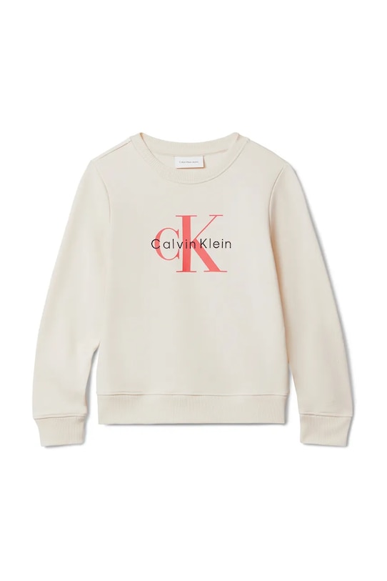 Dětská bavlněná mikina Calvin Klein Jeans IU0IU00714.9BYA béžová AW25