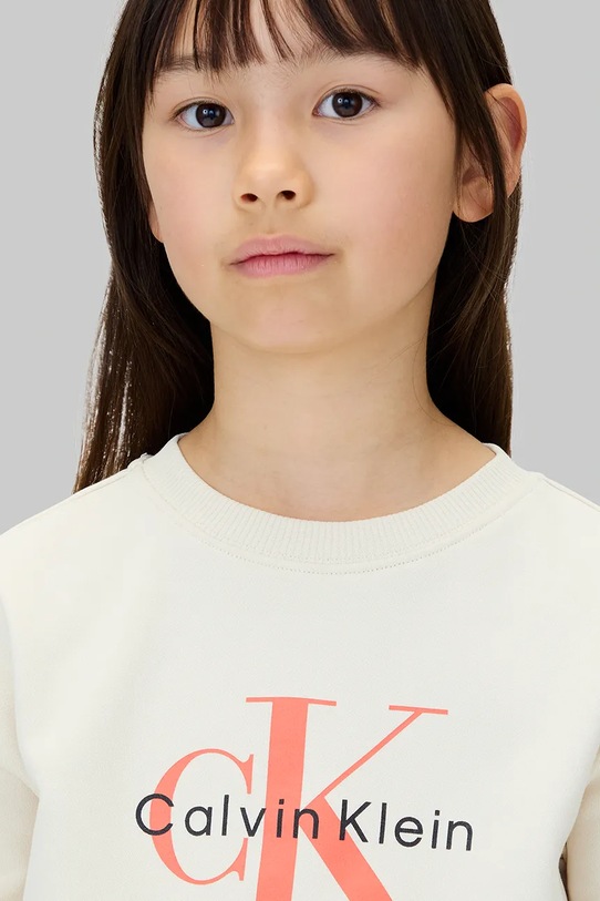 Дівчинка Дитяча бавовняна кофта Calvin Klein Jeans IU0IU00714.9BYA бежевий