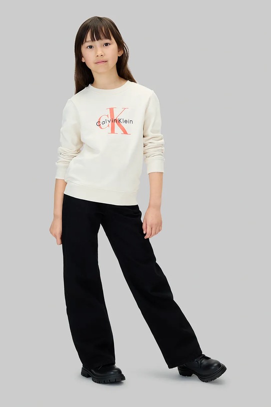 Дитяча бавовняна кофта Calvin Klein Jeans бежевий IU0IU00714.9BYA