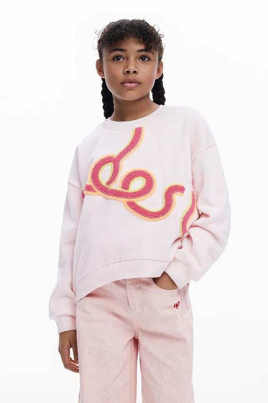 Desigual hanorac de bumbac pentru copii imprimeu roz 25WGSK08
