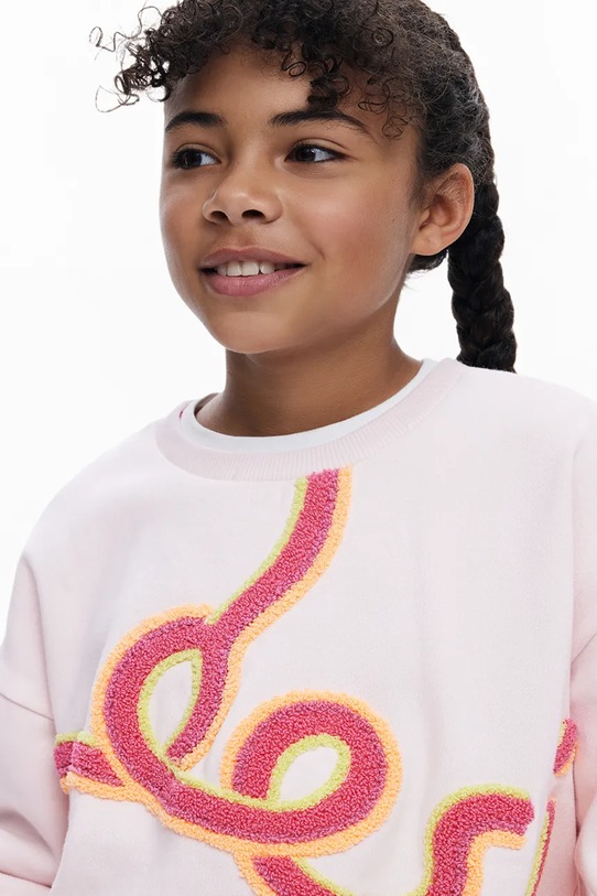 Desigual hanorac de bumbac pentru copii 25WGSK08 roz