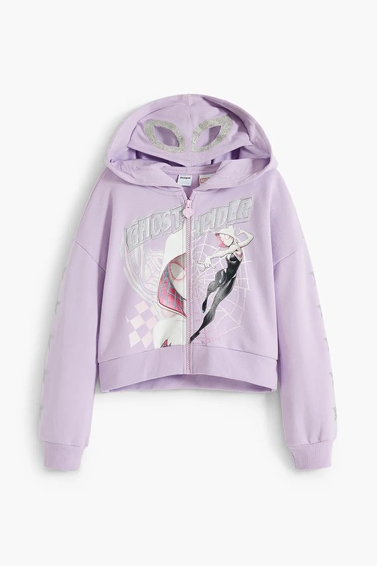 Desigual bluza bawełniana dziecięca nadruk fioletowy 25WGSK12