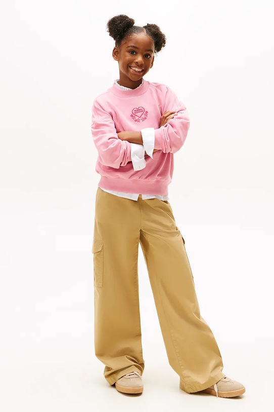 Tommy Hilfiger hanorac de bumbac pentru copii roz KG0KG08782.128.176.9BYA