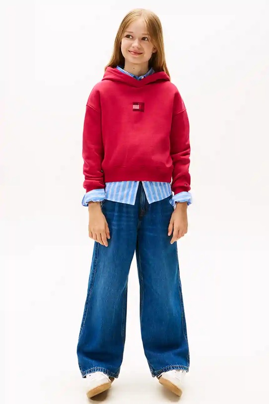 Detská mikina Tommy Hilfiger červená KG0KG09016.9BYA