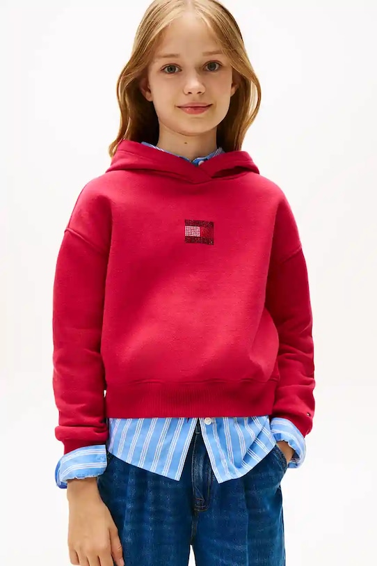 Παιδική μπλούζα Tommy Hilfiger απλικέ ροζ KG0KG09016.9BYA