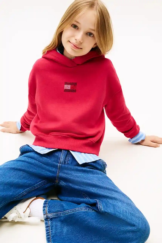 Dziewczynka Tommy Hilfiger bluza dziecięca KG0KG09016.9BYA różowy