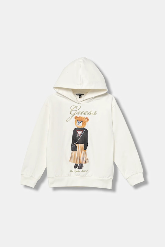 Дитяча бавовняна кофта Guess з капюшоном бежевий J5BQ26.KAD74.9BYA