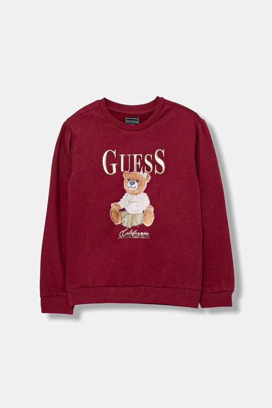 Guess bluza bawełniana dziecięca nadruk bordowy K5BQ00.KAX74.9BYA