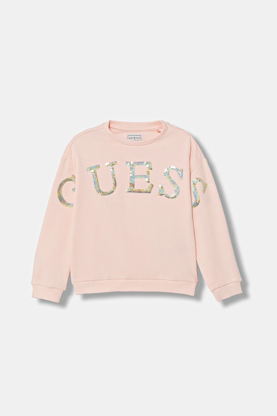 Guess bluza bawełniana dziecięca aplikacja różowy K5BQ04.KAD74.9BYA