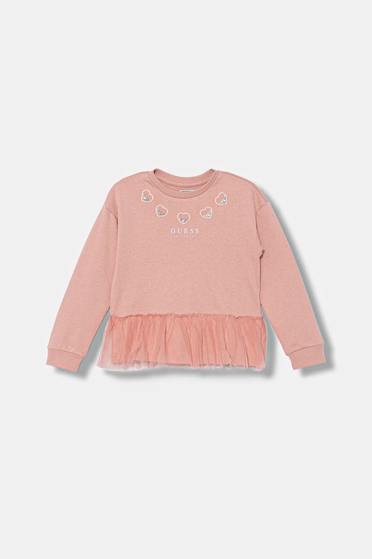 Guess bluza bawełniana dziecięca aplikacja różowy K5BQ07.KAD74.9BYA