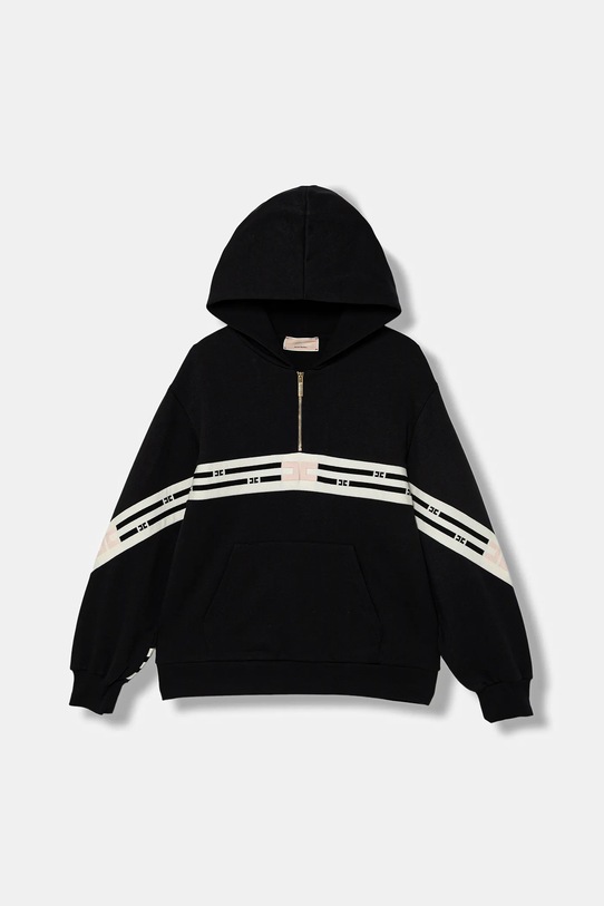 Dětská bavlněná mikina Elisabetta Franchi s kapucí černá EFFE154.0.FF002