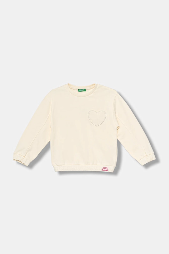 Dětská bavlněná mikina United Colors of Benetton bez kapuce béžová 3NBMG10K2.P.seasonal
