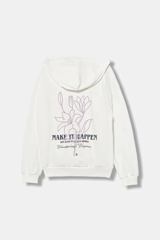 Dětská mikina United Colors of Benetton s kapucí bílá 32N4C505I.G.seasonal