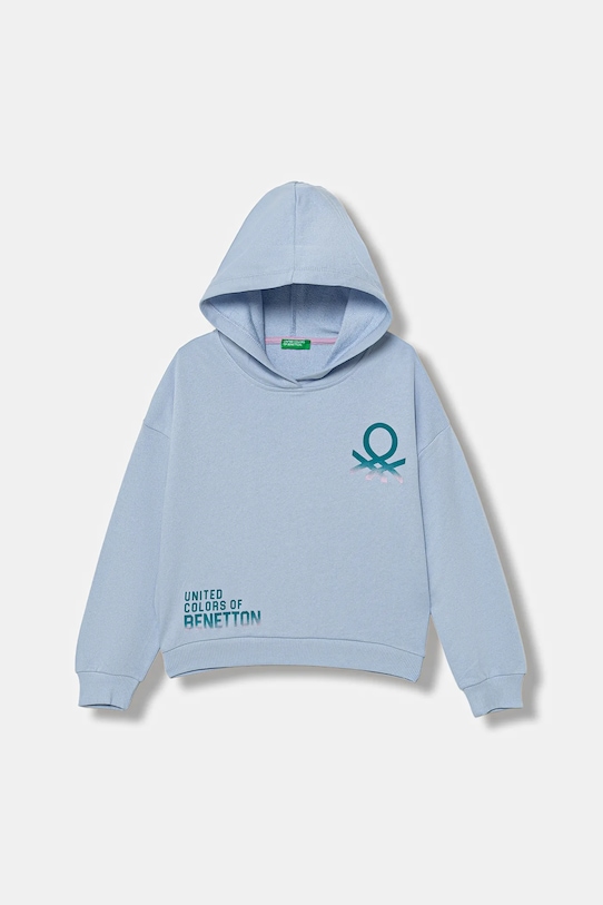 Dětská bavlněná mikina United Colors of Benetton s kapucí modrá 3J68C204W.G.seasonal