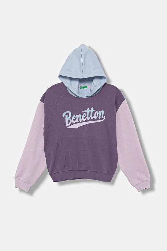 United Colors of Benetton bluza bawełniana dziecięca nadruk fioletowy 3J68C204W.G.seasonal