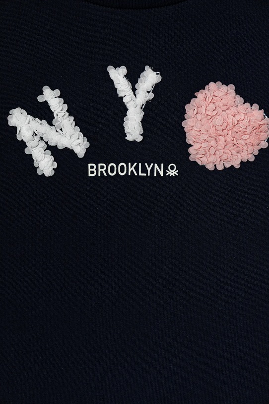 Djevojčice Dječja pamučna dukserica United Colors of Benetton 3J68G10K3.P.seasonal mornarsko plava