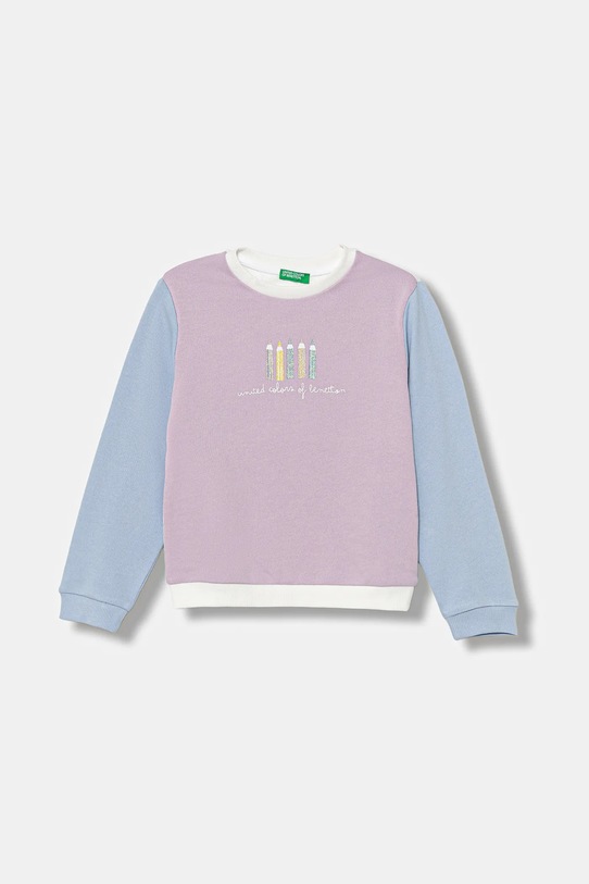 United Colors of Benetton bluza bawełniana nadruk fioletowy 3J70G10JR.P.seasonal